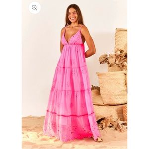 Farm Rio neon pink maxi dress